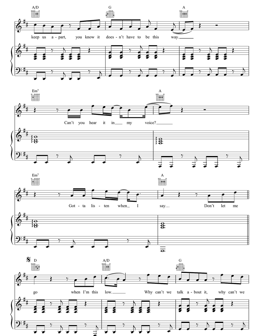Don't Let Me Go Piano, Vocal, Guitar scores gallery preview page 2