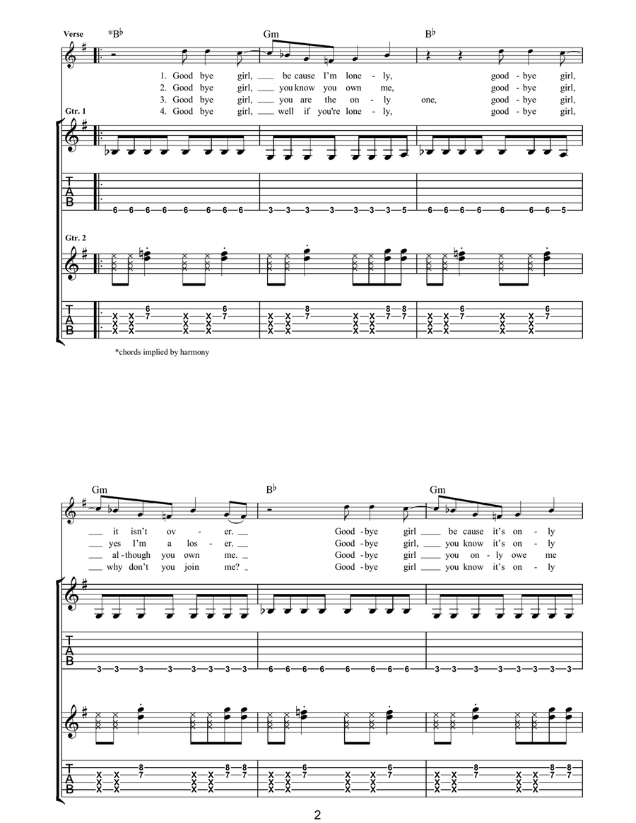 Cheating On You Cheating On You Acoustic Guitar scores gallery preview page 2