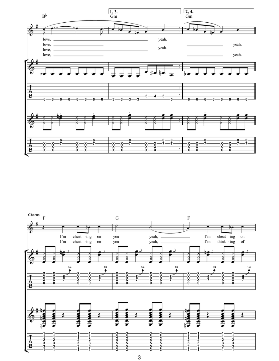 Cheating On You Cheating On You Acoustic Guitar scores gallery preview page 3