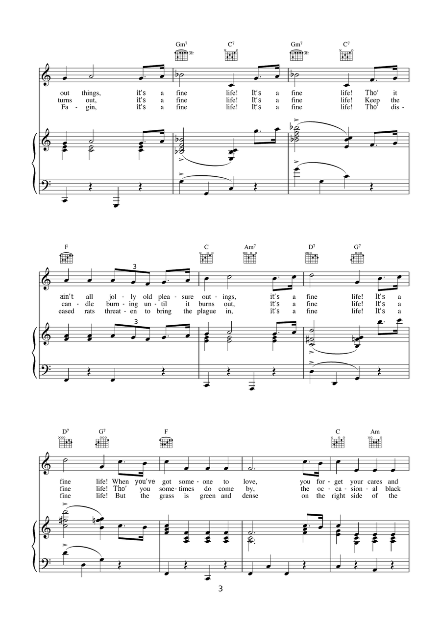 It's A Fine Life (from Oliver!) Guitar scores gallery preview page 3
