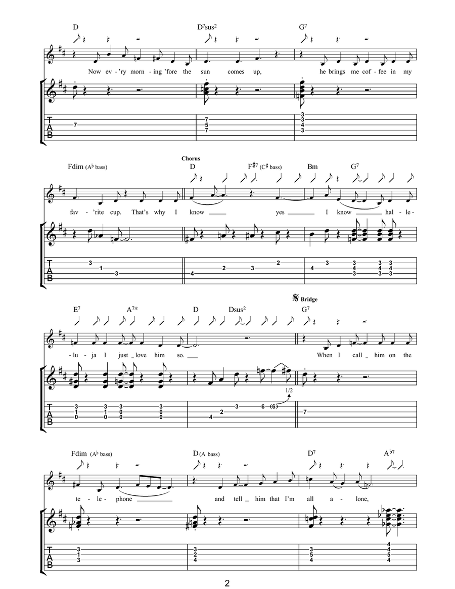 Hallelujah I Love Him So Hallelujah I Love Him So Acoustic Guitar scores gallery preview page 2
