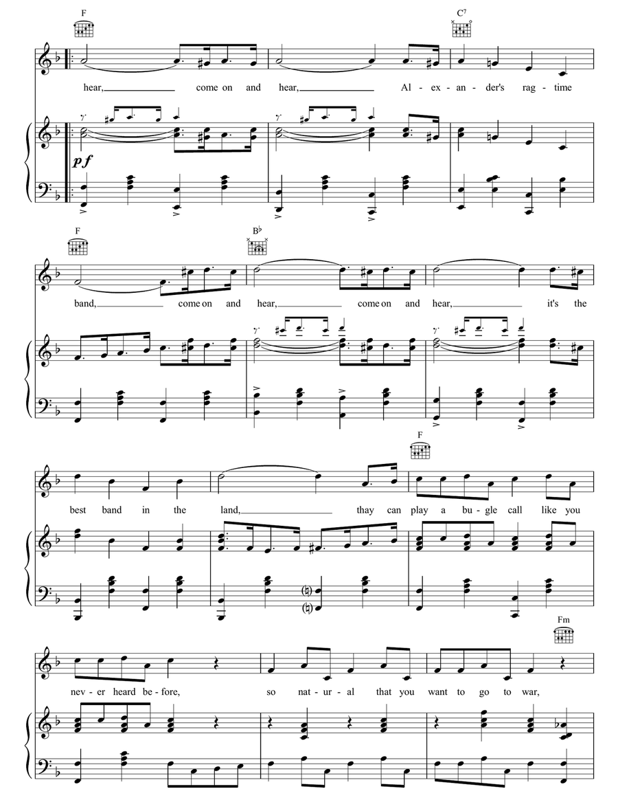 Alexander's Ragtime Band Alexander's Ragtime Band Piano, Vocal, Guitar scores gallery preview page 3