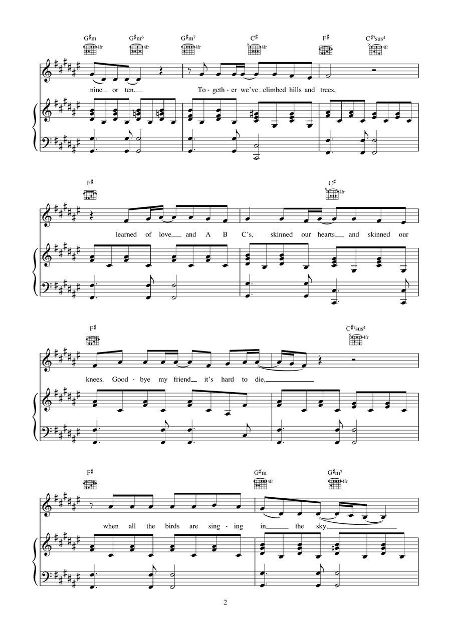 Seasons In The Sun Seasons In The Sun Piano, Vocal, Guitar scores gallery preview page 2