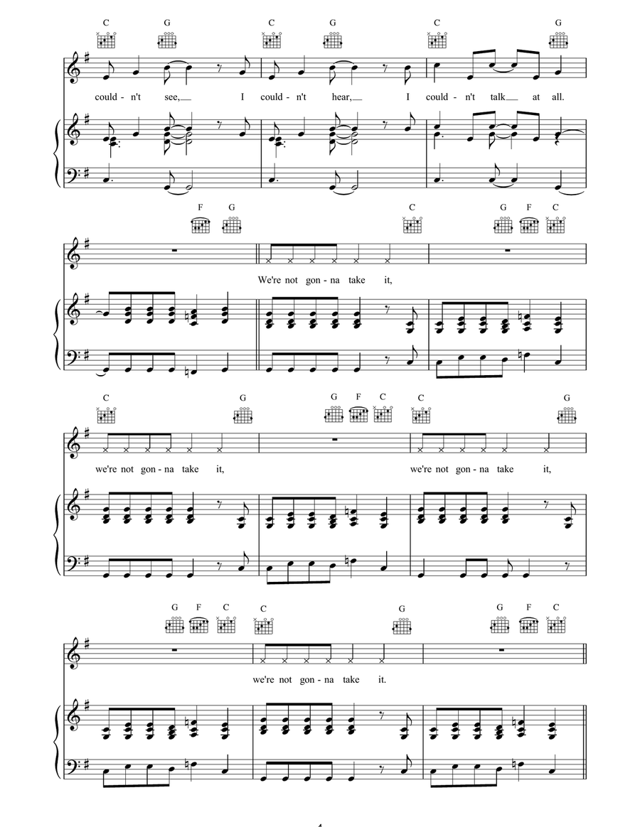 We're Not Going To Take It Guitar scores gallery preview page 4