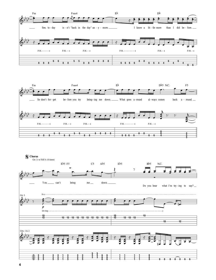 Bring Me Down Bring Me Down Guitar Tablature scores gallery preview page 4