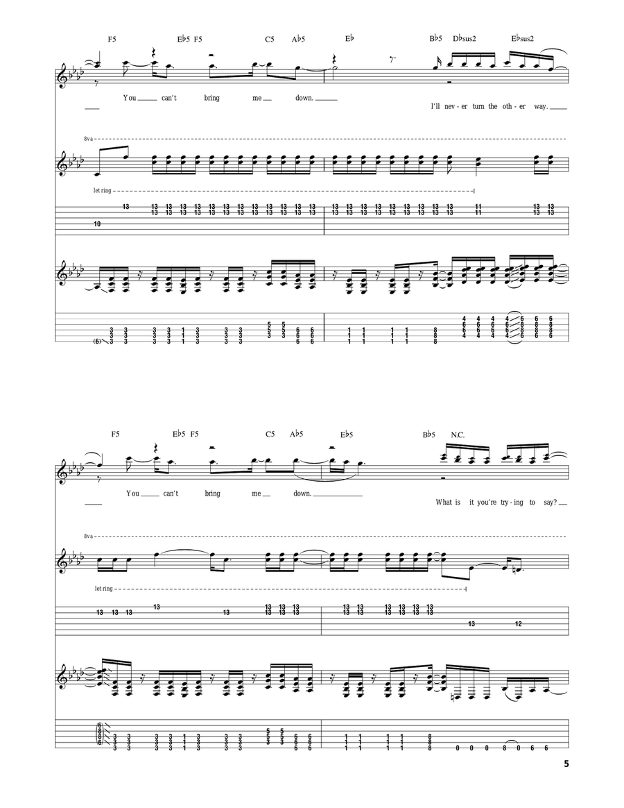 Bring Me Down Bring Me Down Guitar Tablature scores gallery preview page 5