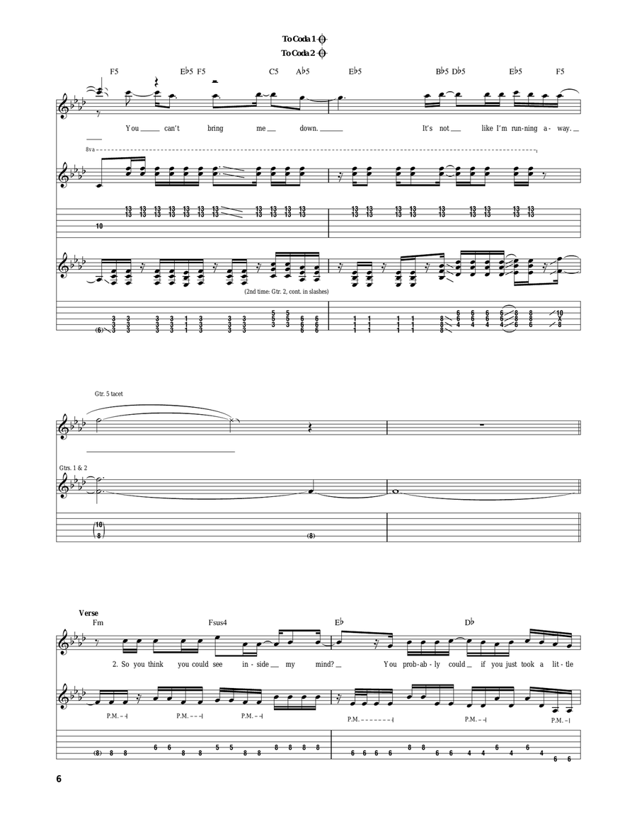 Bring Me Down Bring Me Down Guitar Tablature scores gallery preview page 6