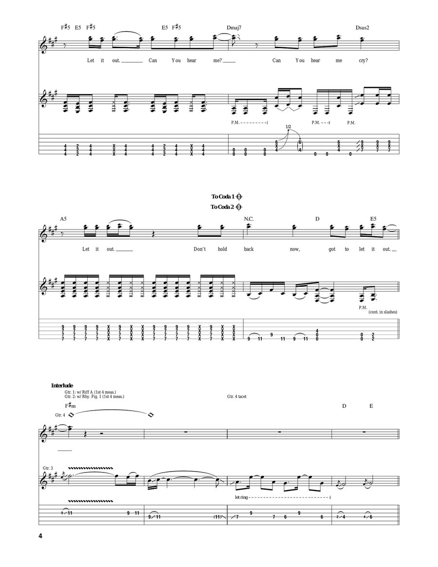 Let It Out Let It Out Guitar Tablature scores gallery preview page 4