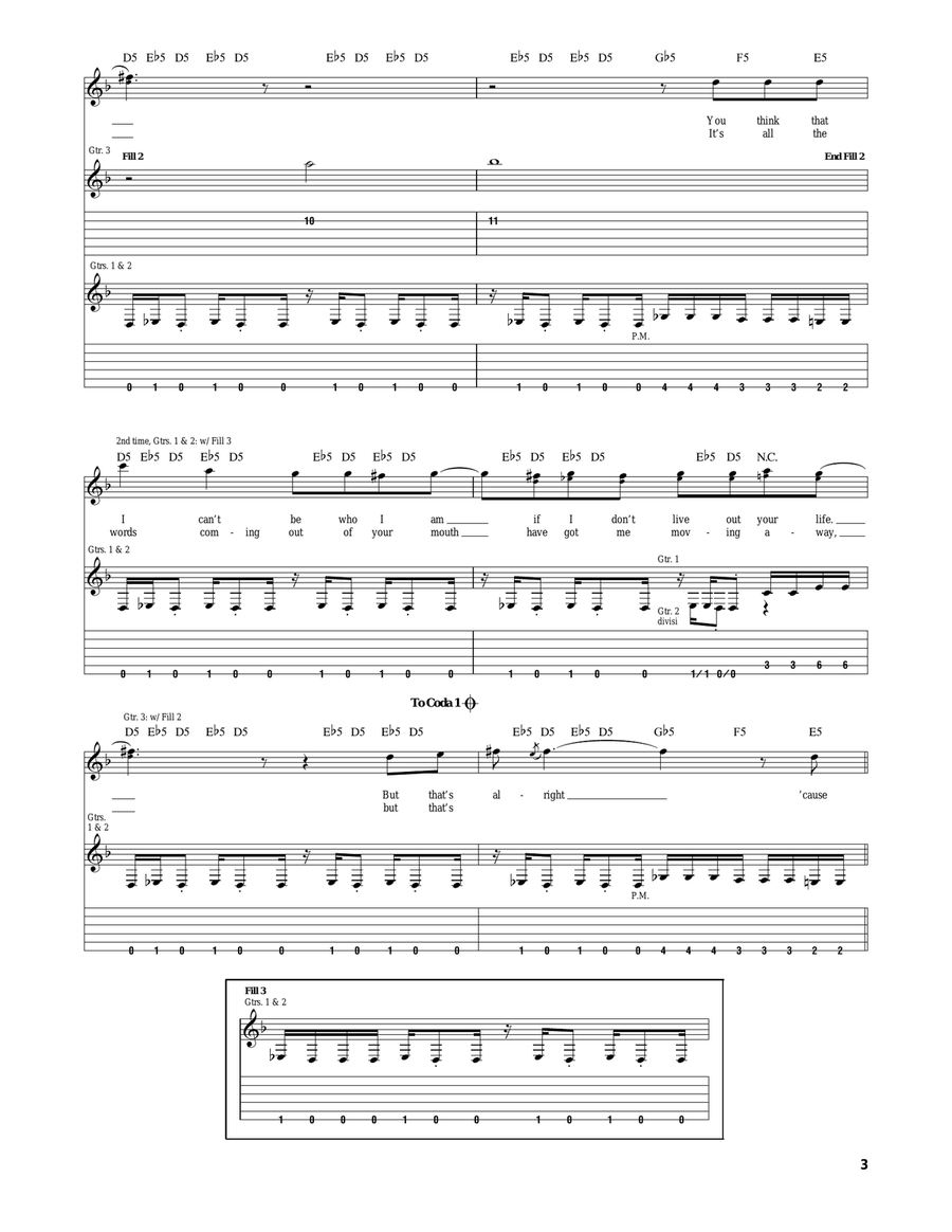 Underneath It All Underneath It All Guitar Tablature scores gallery preview page 3