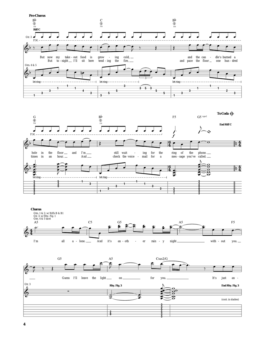 Another Rainy Night (Without You) Electric Guitar scores gallery preview page 4