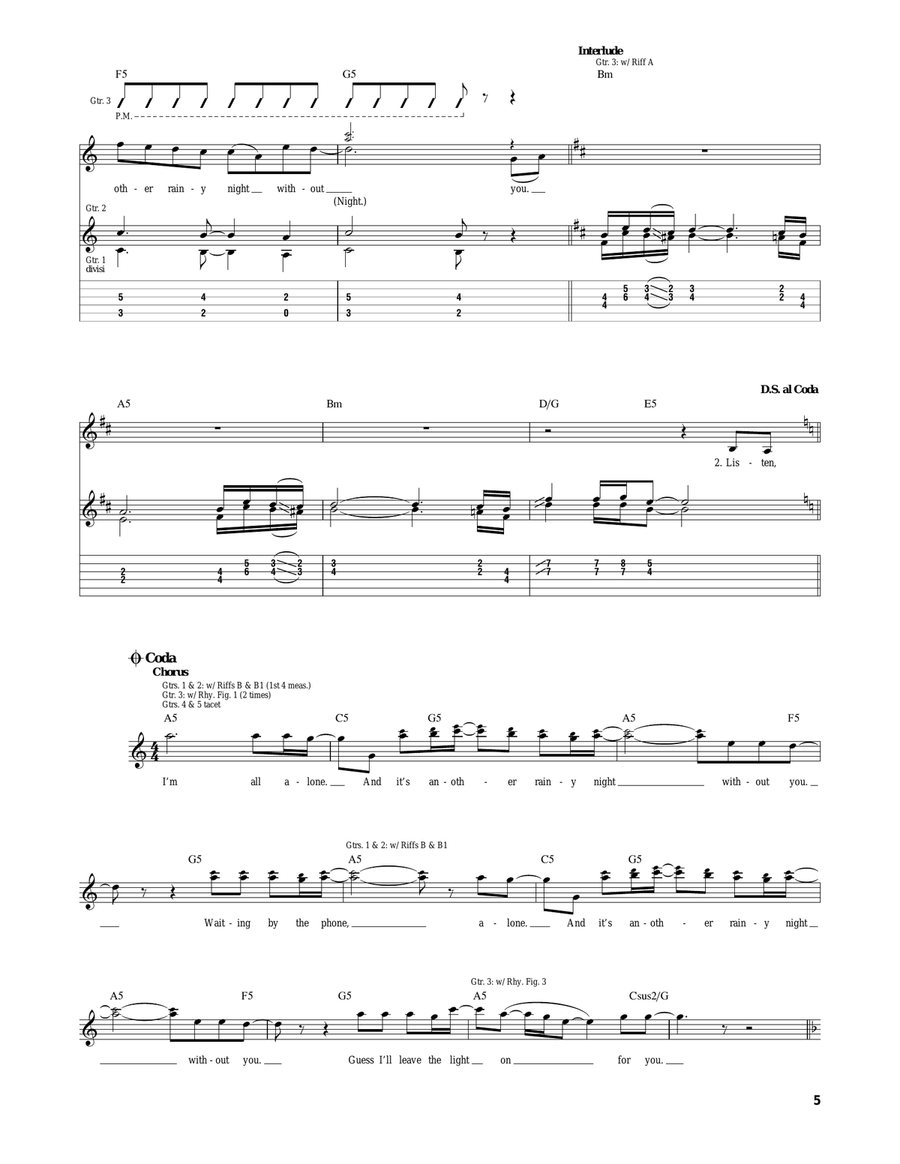 Another Rainy Night (Without You) Electric Guitar scores gallery preview page 5