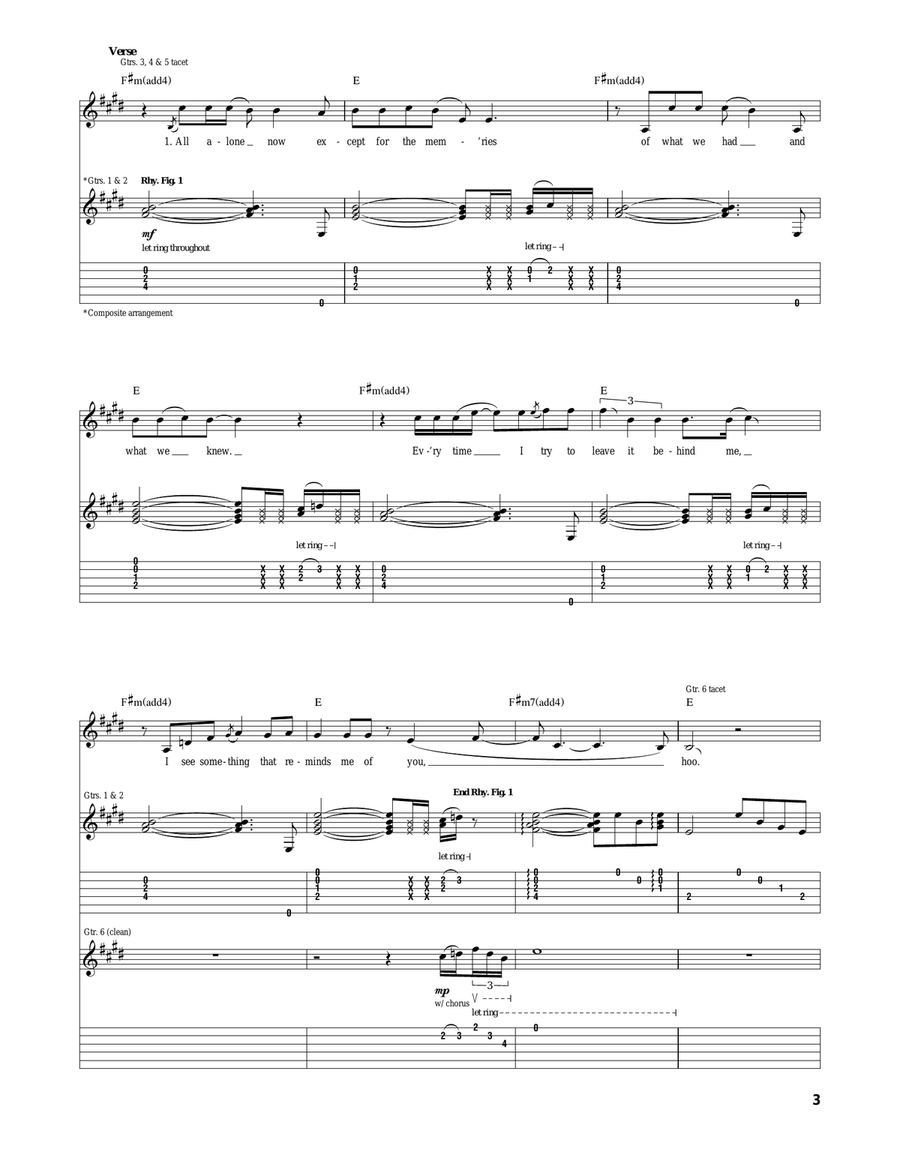 Eyes Of A Stranger Eyes Of A Stranger Electric Guitar scores gallery preview page 3