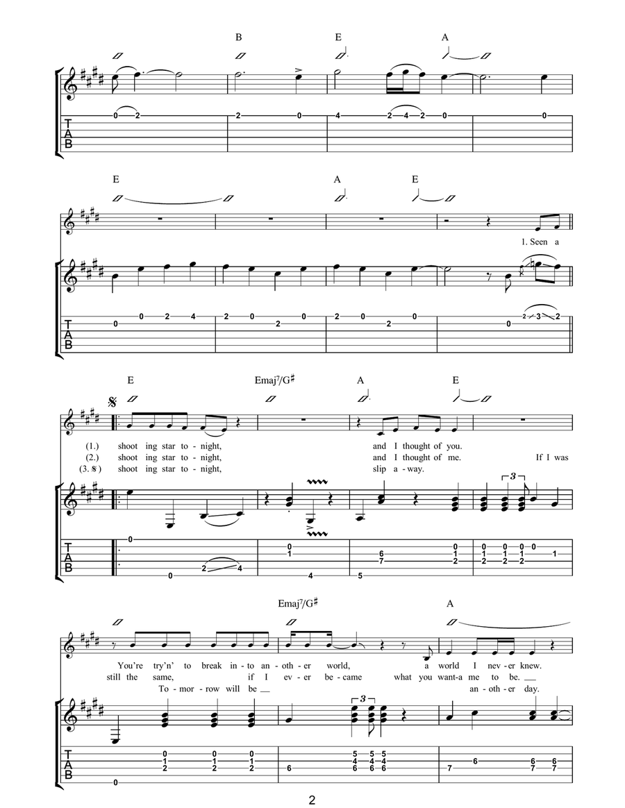Shooting Star Shooting Star Acoustic Guitar scores gallery preview page 2