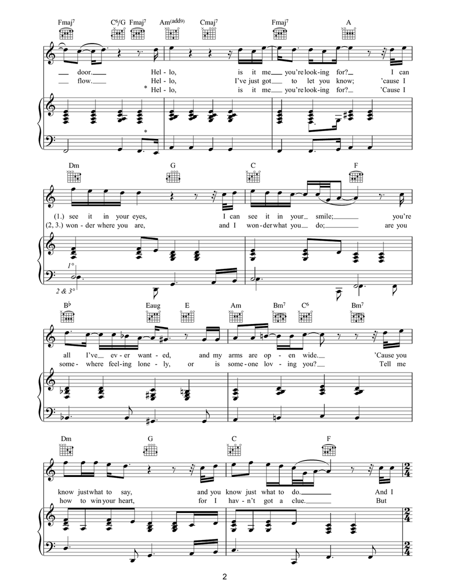 Hello Hello Piano, Vocal, Guitar scores gallery preview page 2