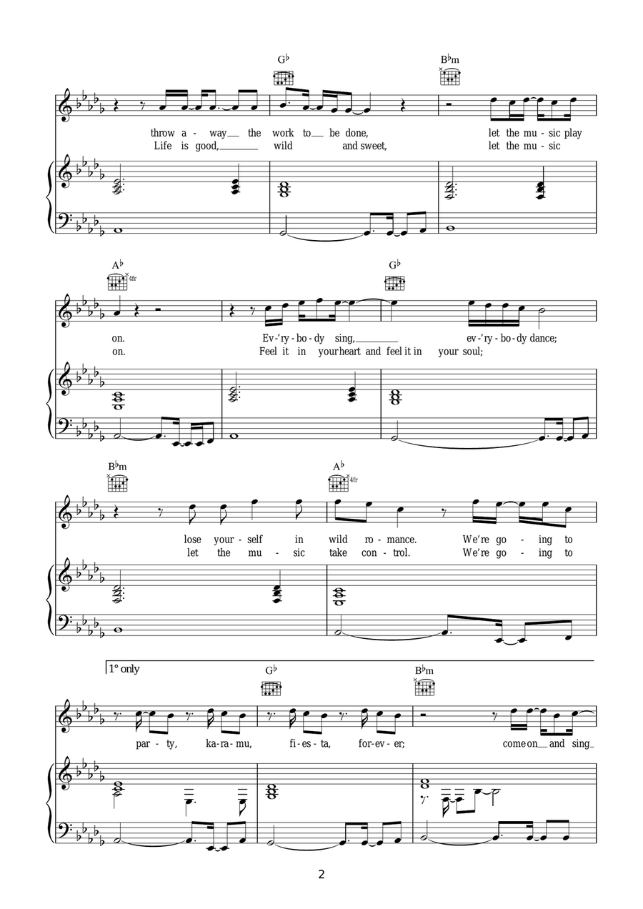 All Night Long (All Night) Piano, Vocal, Guitar scores gallery preview page 2