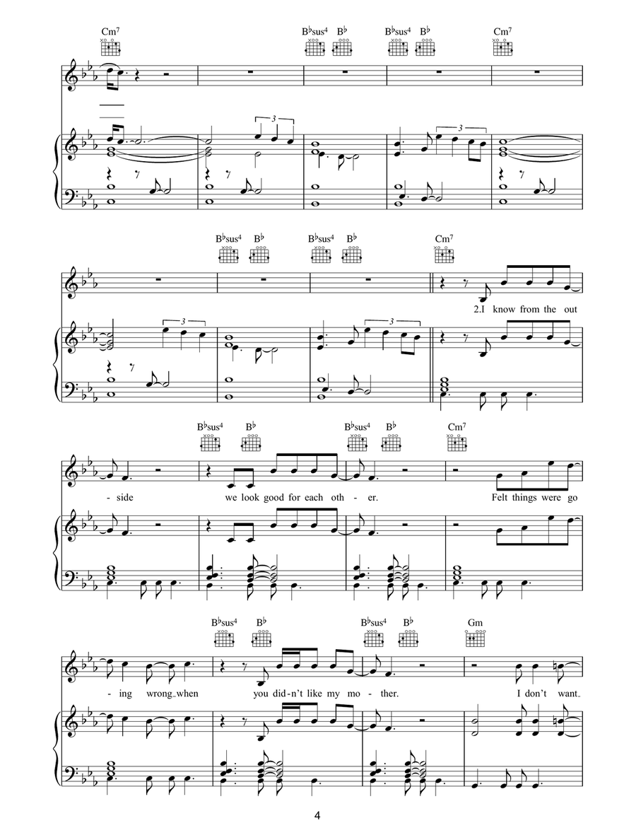 No Regrets No Regrets Piano, Vocal, Guitar scores gallery preview page 4
