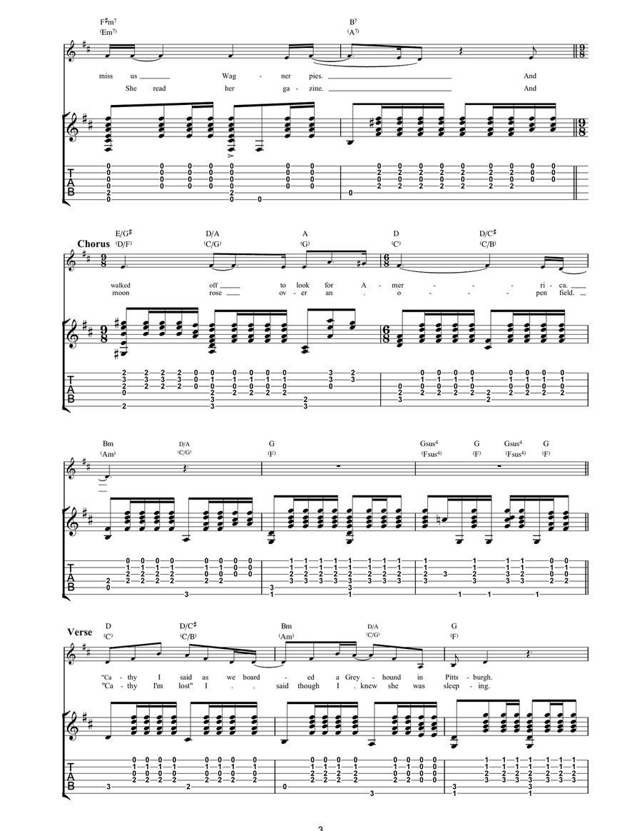 America America Acoustic Guitar scores gallery preview page 3