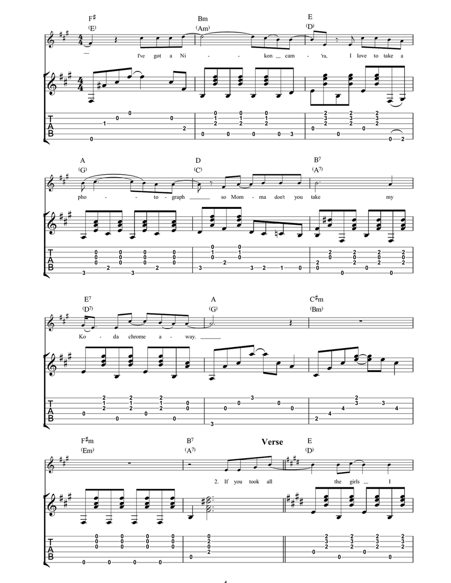 Kodachrome Kodachrome Acoustic Guitar scores gallery preview page 4