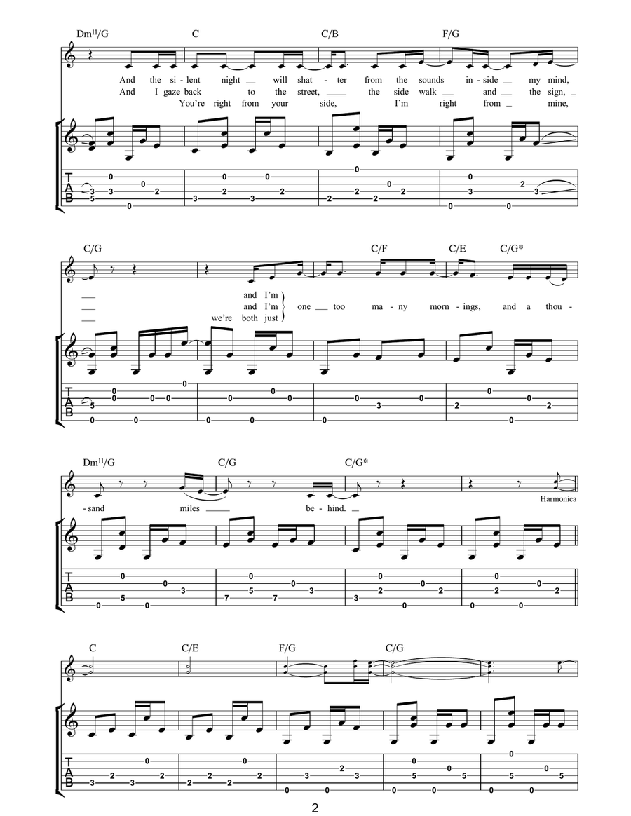 One Too Many Mornings One Too Many Mornings Acoustic Guitar scores gallery preview page 2