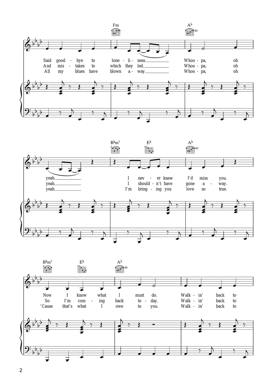 Walkin' Back To Happiness Piano, Vocal, Guitar scores gallery preview page 2