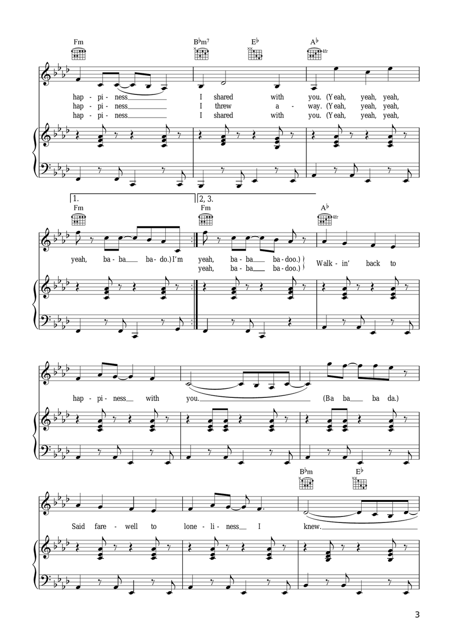 Walkin' Back To Happiness Piano, Vocal, Guitar scores gallery preview page 3