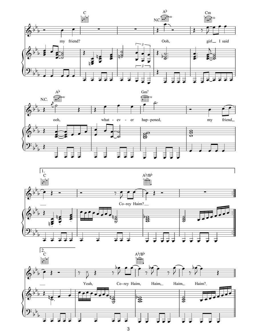 Whatever Happened To Corey Haim? Piano, Vocal, Guitar scores gallery preview page 3