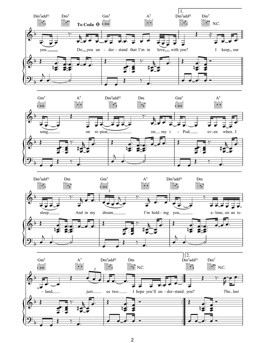 Understand Understand Piano, Vocal, Guitar scores gallery preview page 2