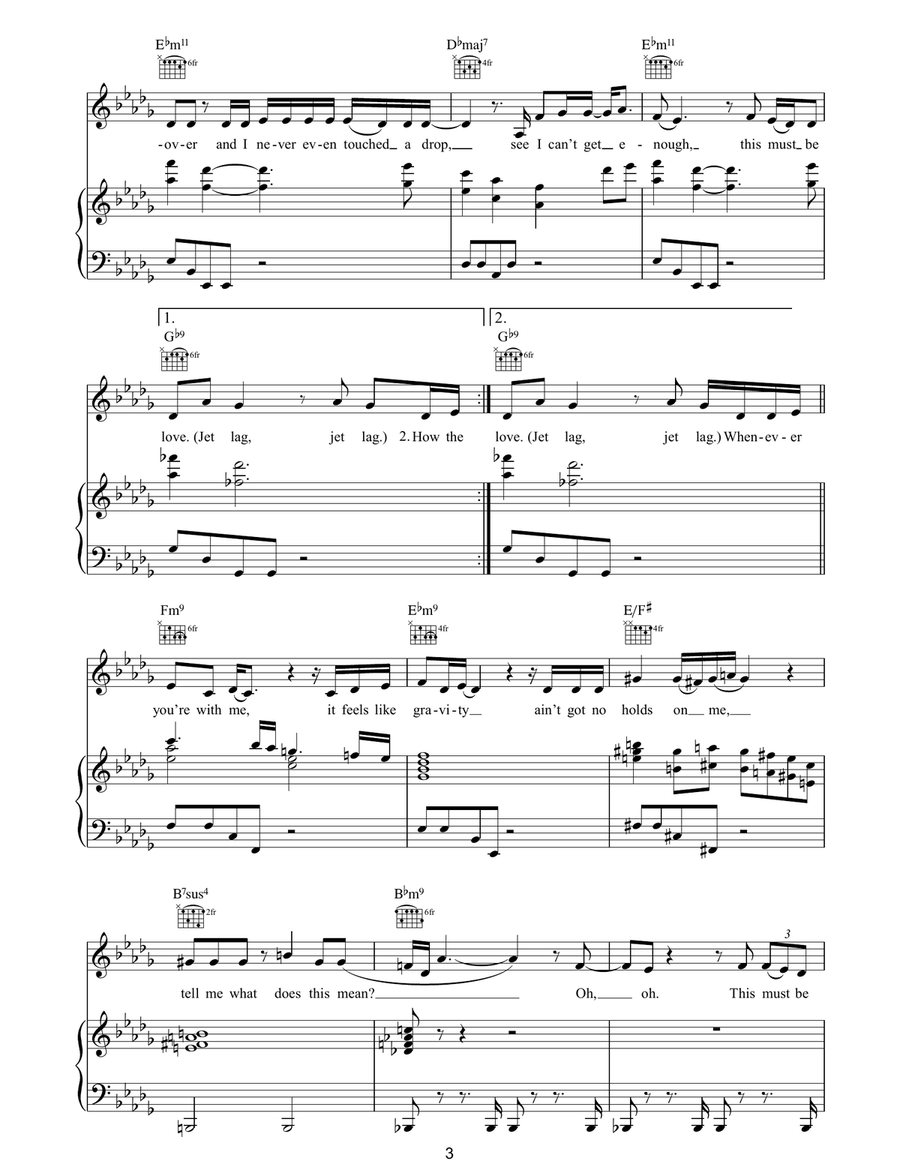 Jet Lag Jet Lag Piano, Vocal, Guitar scores gallery preview page 3