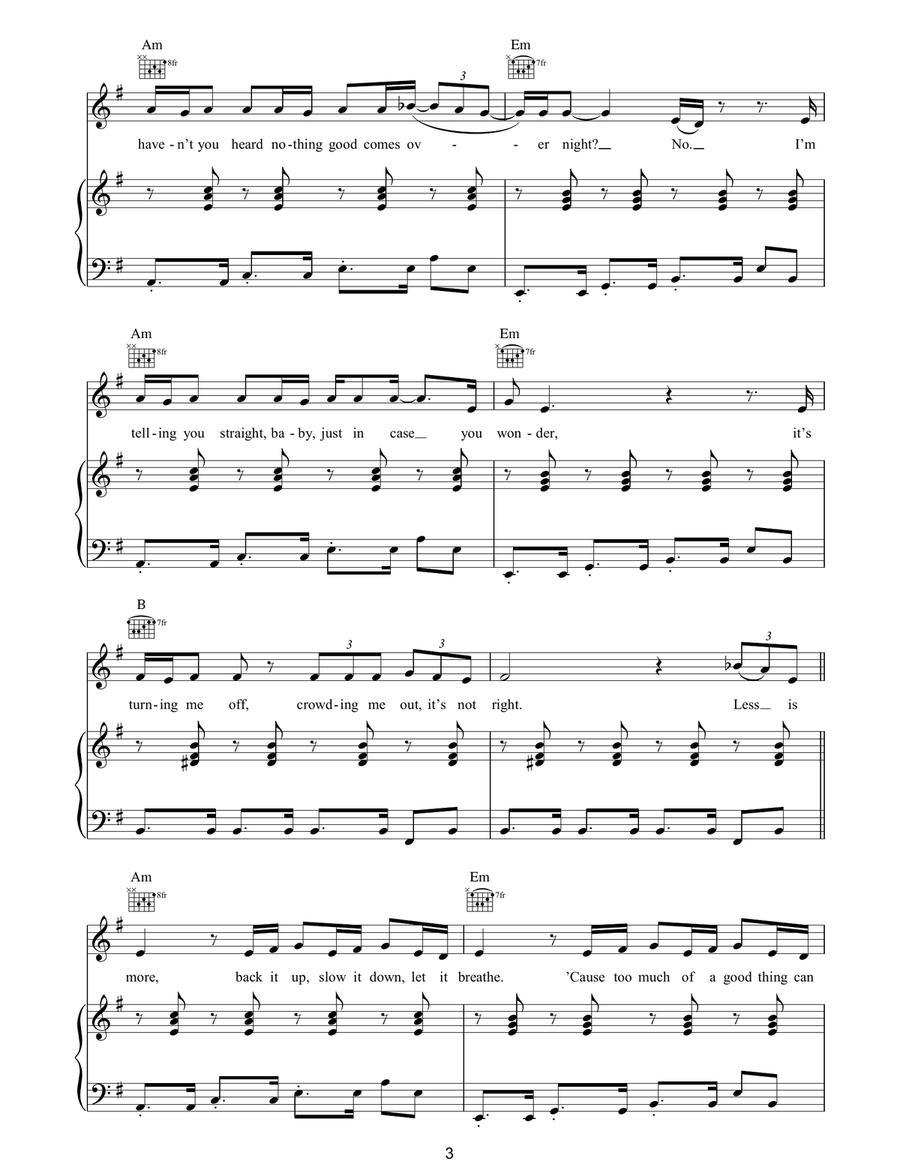 Less Is More Less Is More Piano, Vocal, Guitar scores gallery preview page 3
