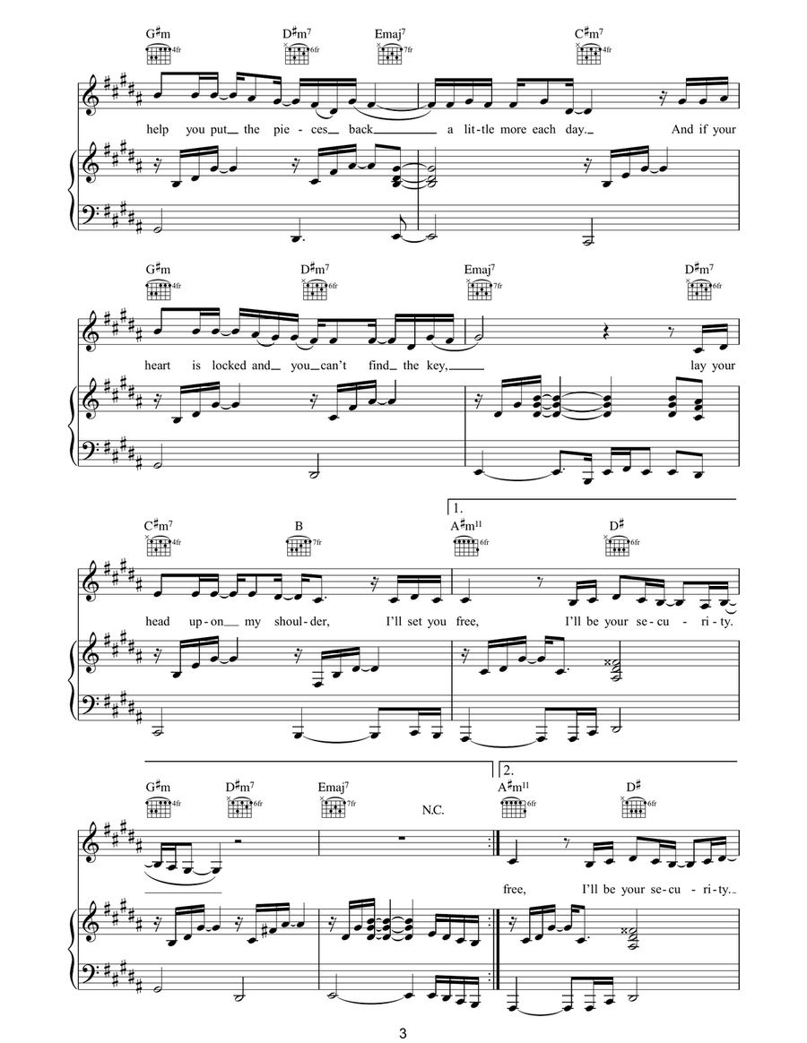 Security Security Piano, Vocal, Guitar scores gallery preview page 3