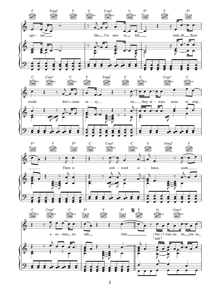 Lost For Words Lost For Words Piano, Vocal, Guitar scores gallery preview page 2