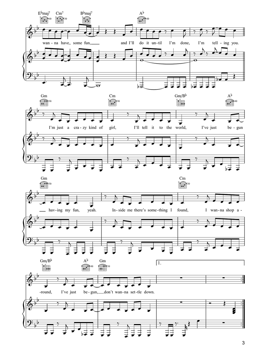 I've Just Begun (Having My Fun) Piano, Vocal, Guitar scores gallery preview page 3