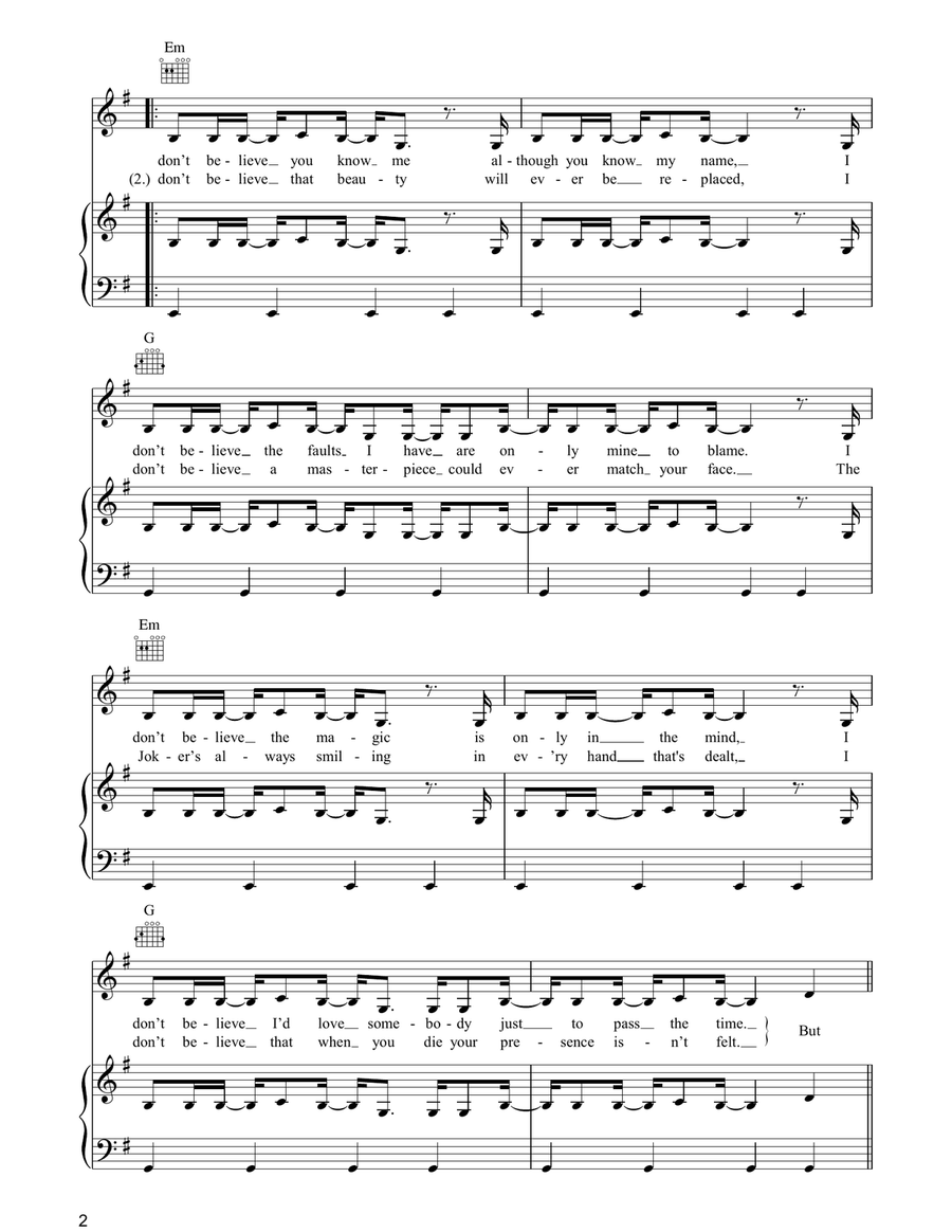 I Believe In You I Believe In You Piano, Vocal, Guitar scores gallery preview page 2