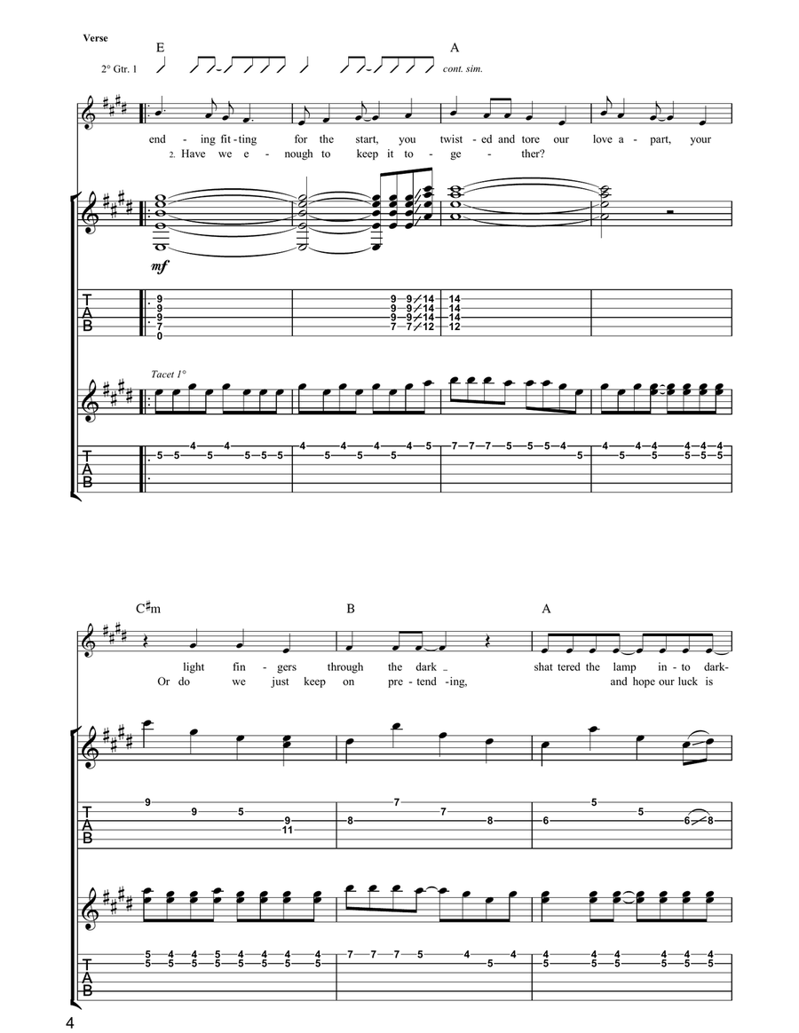 Can't Stand Me Now Can't Stand Me Now Guitar Tablature scores gallery preview page 4