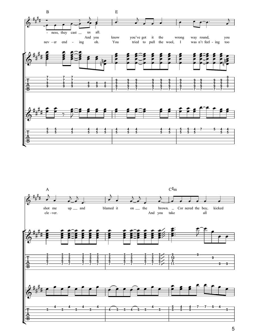 Can't Stand Me Now Can't Stand Me Now Guitar Tablature scores gallery preview page 5