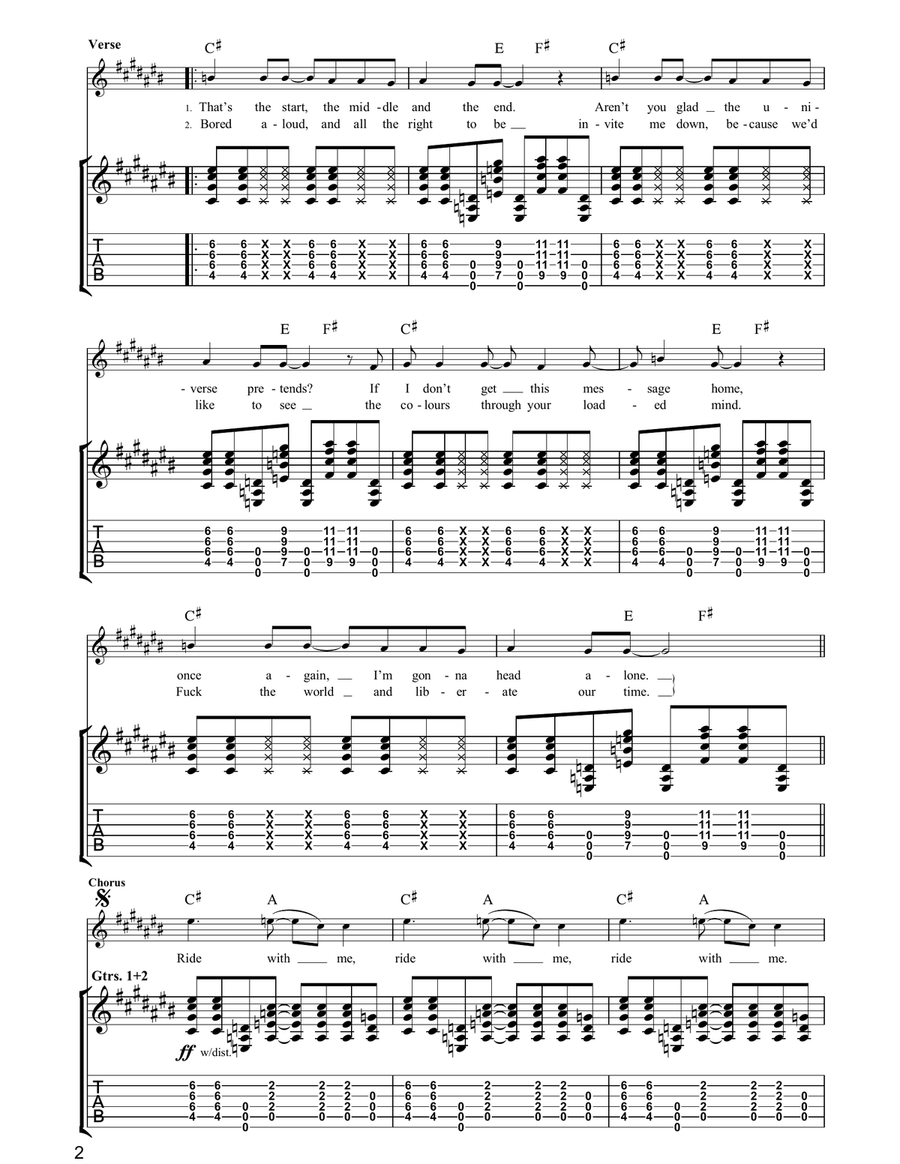 Ride Ride Acoustic Guitar scores gallery preview page 2