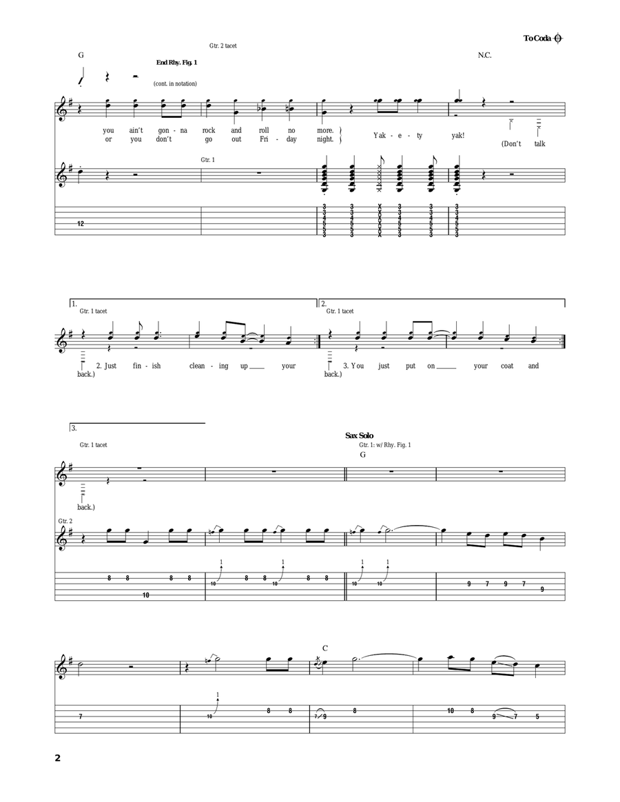 Yakety Yak Yakety Yak Acoustic Guitar scores gallery preview page 2