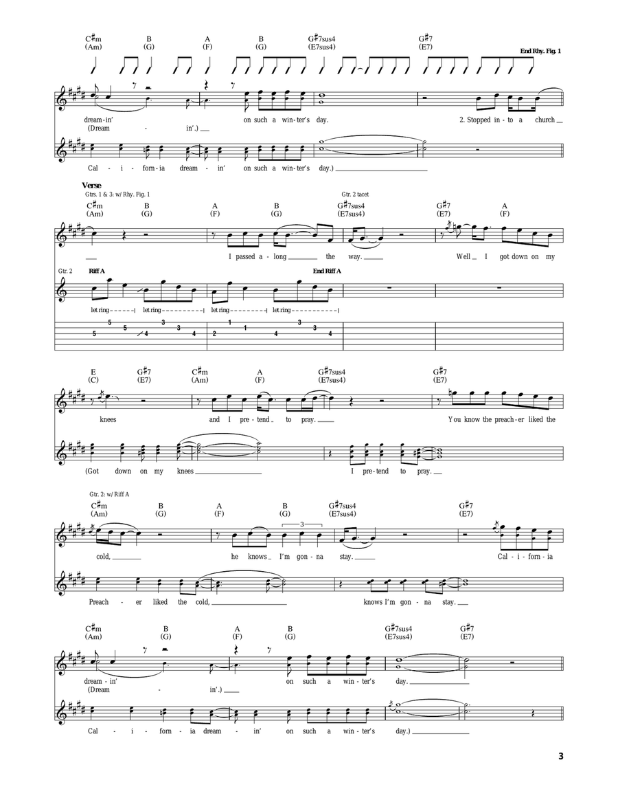 California Dreamin' California Dreamin' Acoustic Guitar scores gallery preview page 3