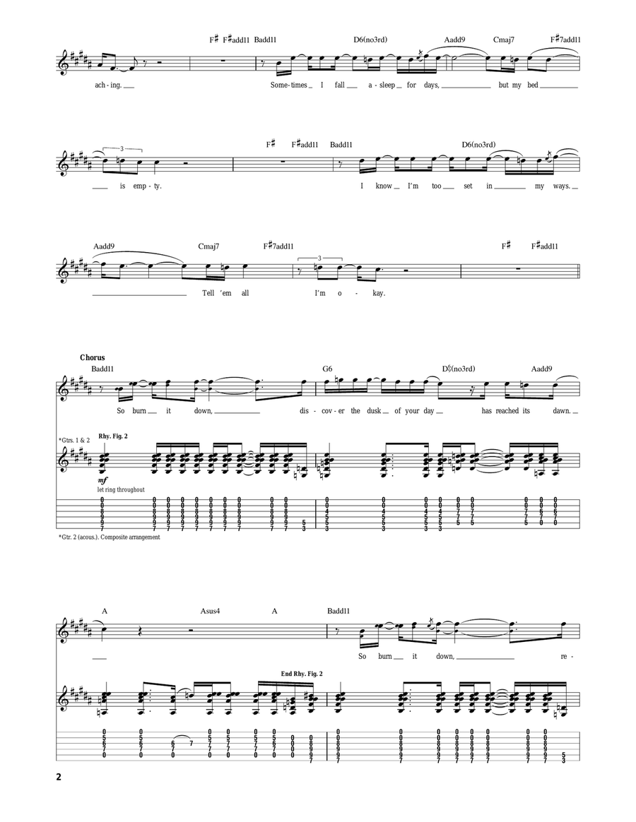 Burn It Down Burn It Down Acoustic Guitar scores gallery preview page 2