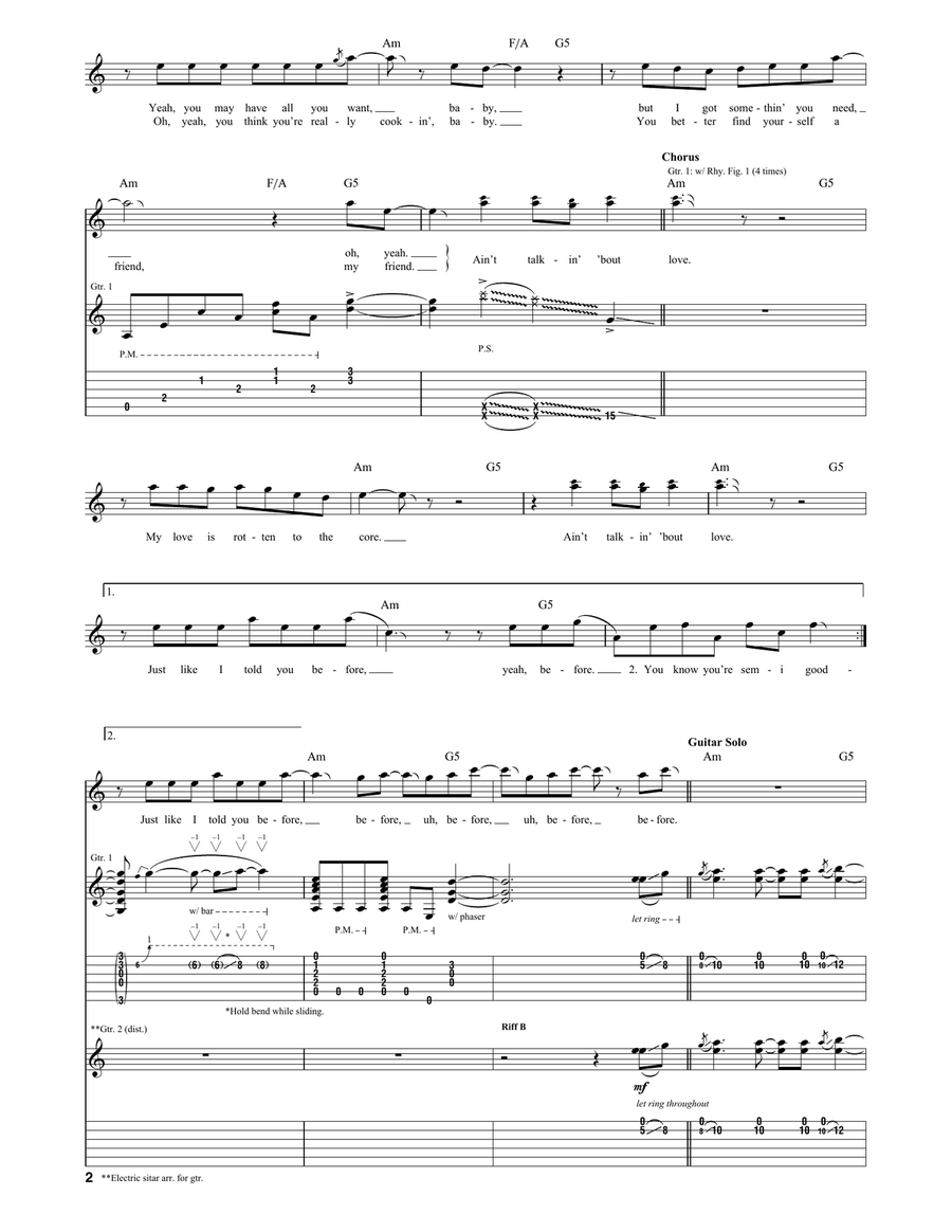 Ain't Talkin' 'Bout Love Ain't Talkin' 'Bout Love Acoustic Guitar scores gallery preview page 2