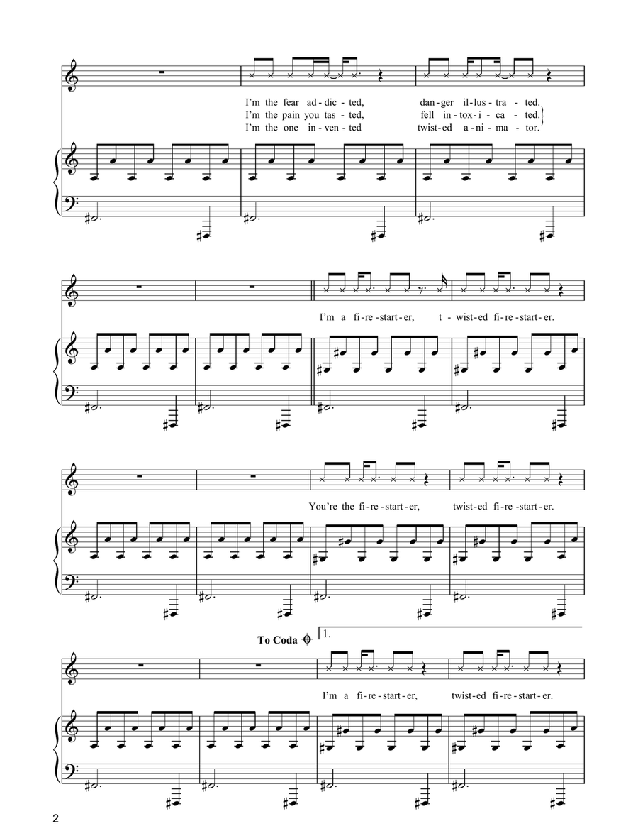 Firestarter Firestarter Piano, Vocal, Guitar scores gallery preview page 2