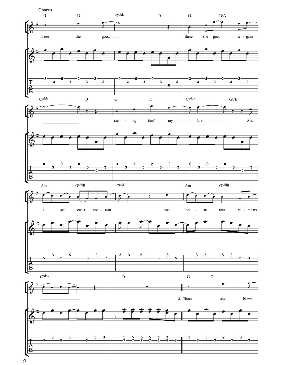 There She Goes There She Goes Acoustic Guitar scores gallery preview page 2