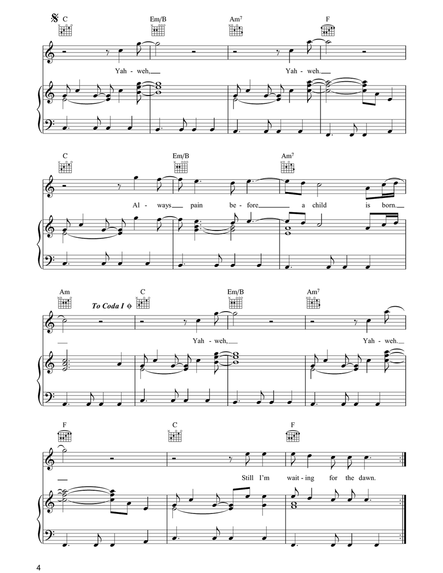Yahweh Yahweh Piano, Vocal, Guitar scores gallery preview page 4