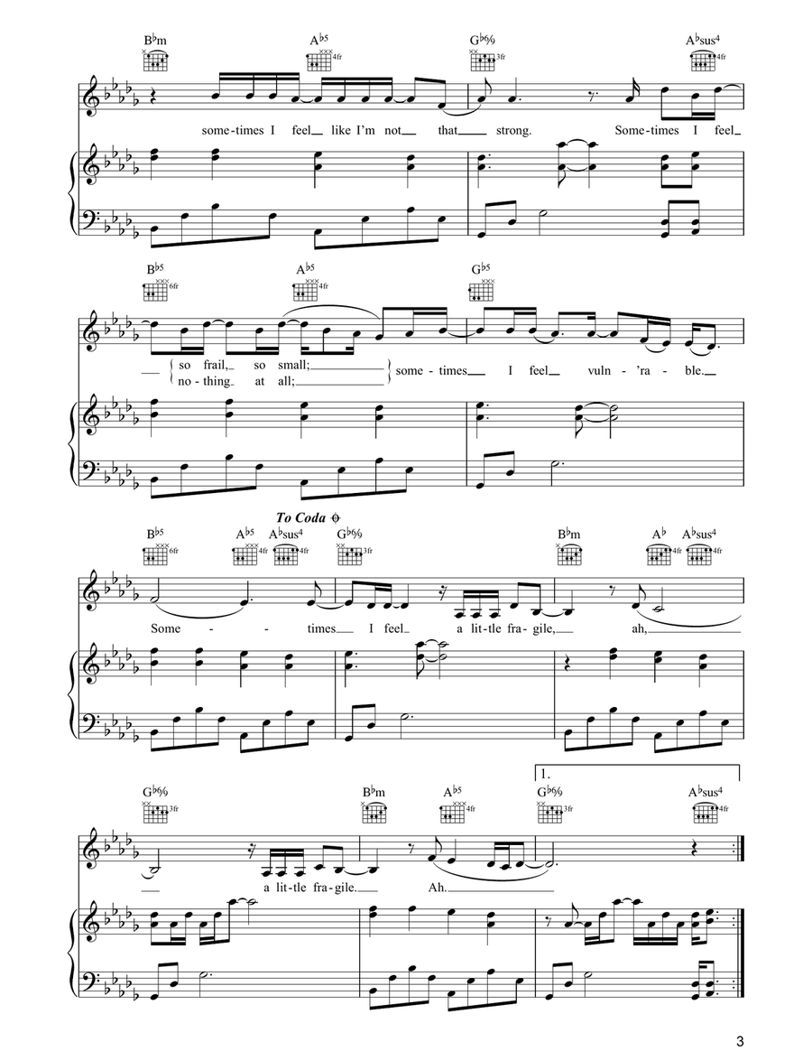 Fragile Fragile Piano, Vocal, Guitar scores gallery preview page 3