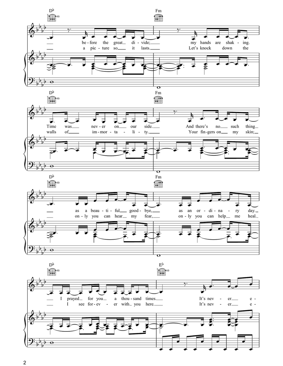 Last Night On Earth Last Night On Earth Piano, Vocal, Guitar scores gallery preview page 2