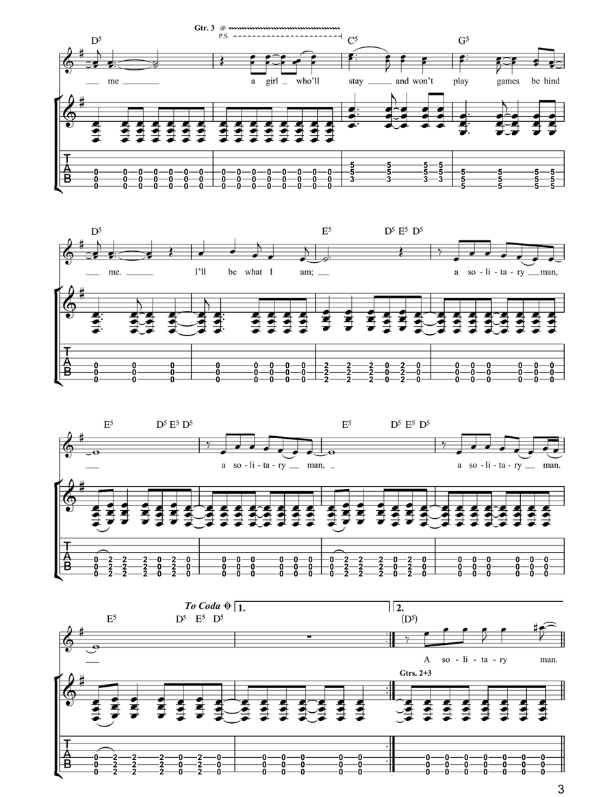 Solitary Man Solitary Man Acoustic Guitar scores gallery preview page 3