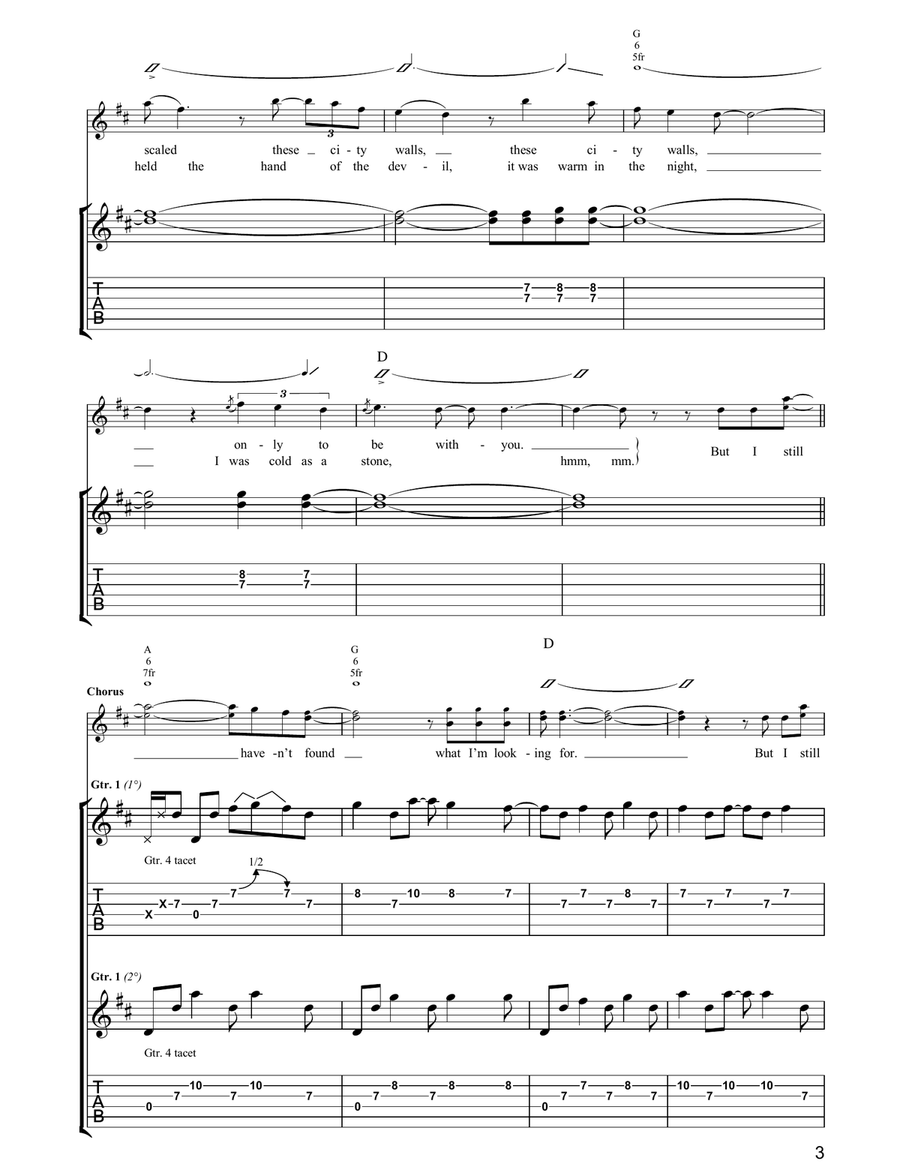 I Still Haven't Found What I'm Looking For Acoustic Guitar scores gallery preview page 3