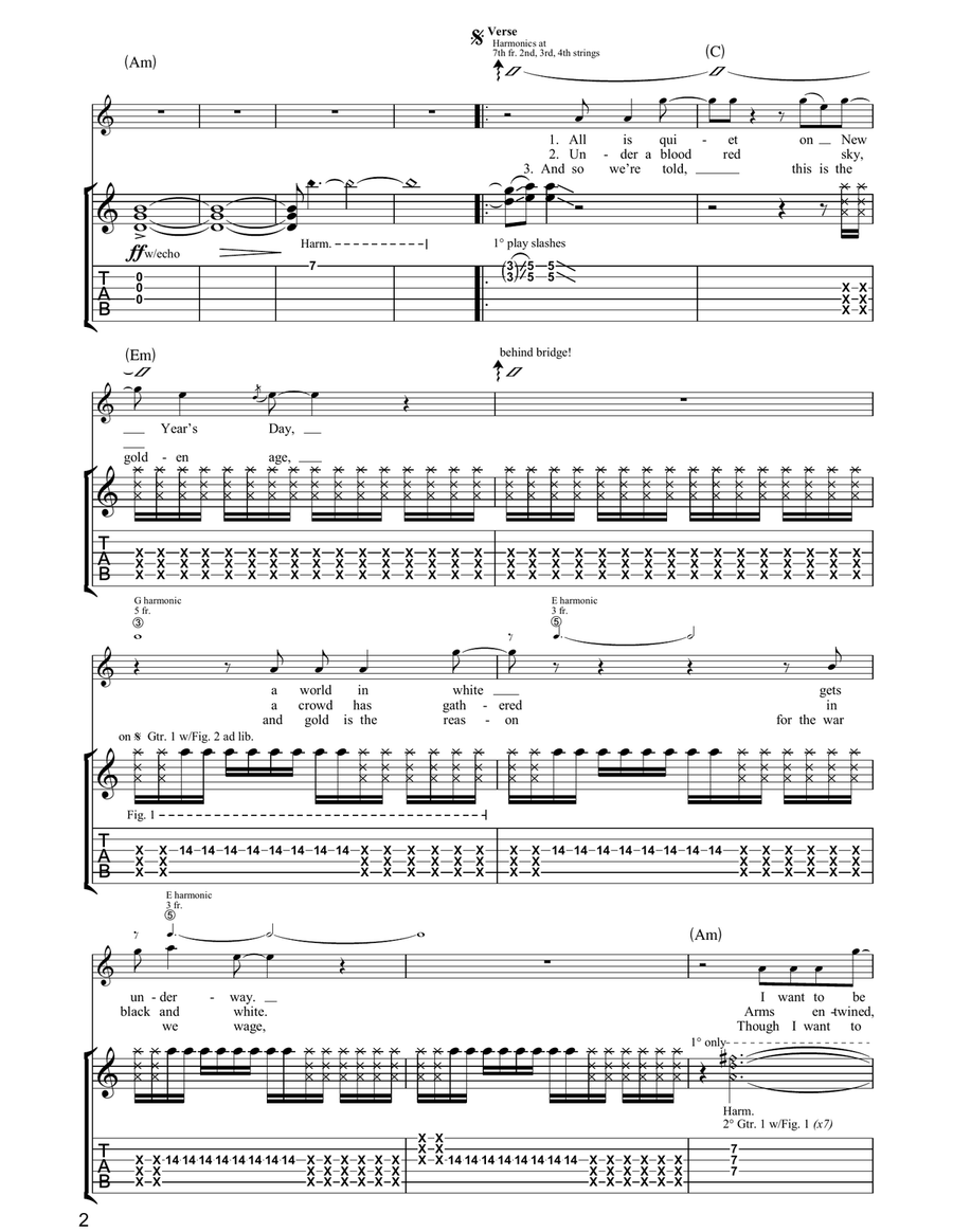 New Year's Day New Year's Day Acoustic Guitar scores gallery preview page 2
