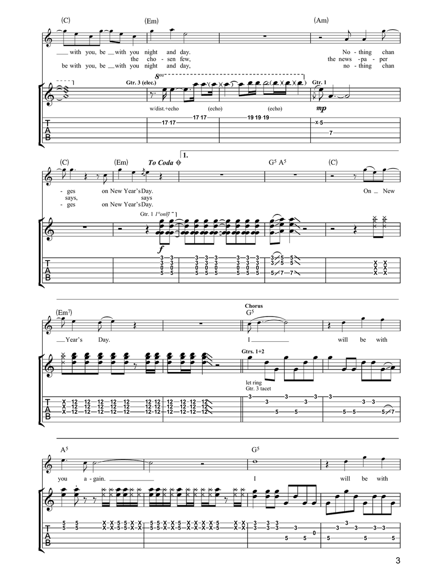 New Year's Day New Year's Day Acoustic Guitar scores gallery preview page 3
