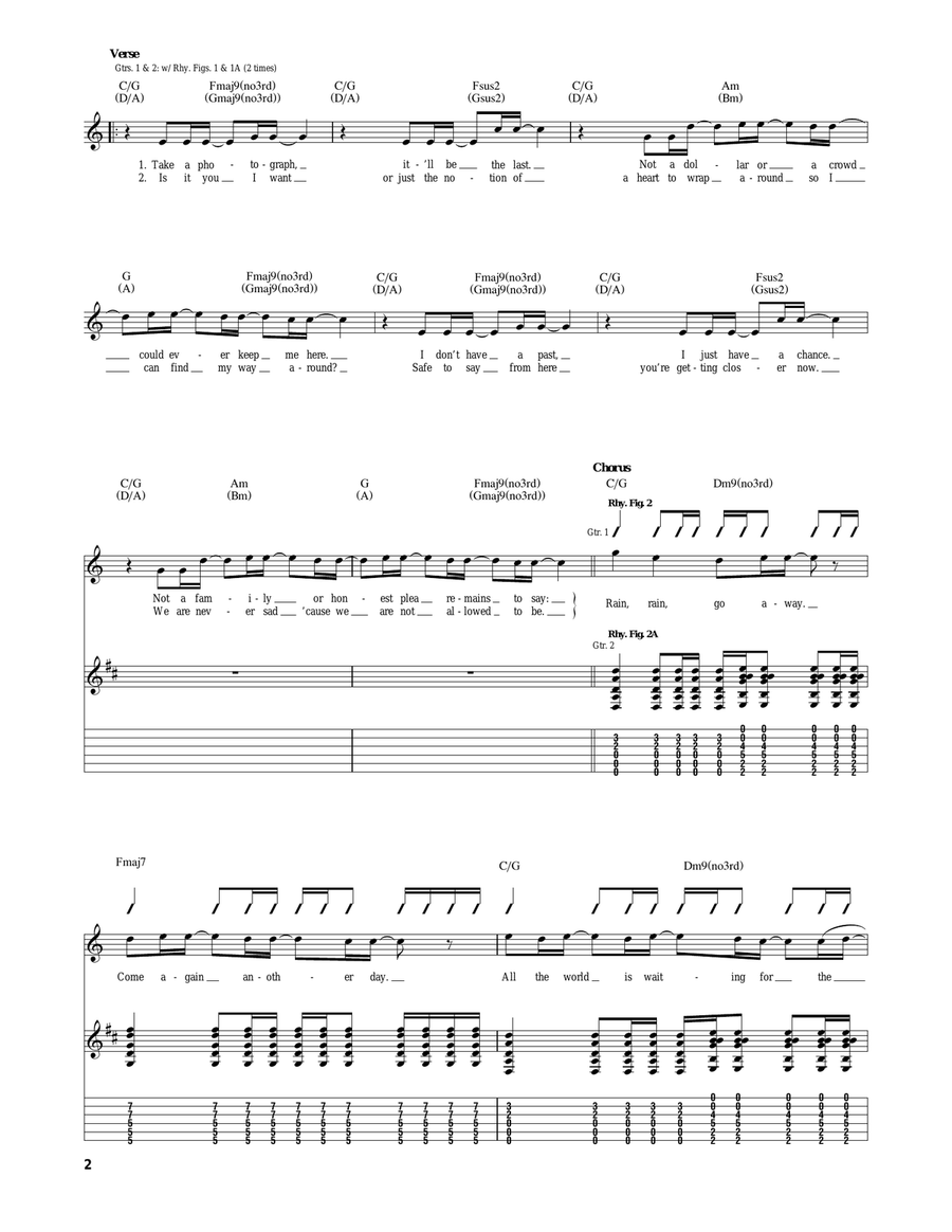 Rain Rain Acoustic Guitar scores gallery preview page 2